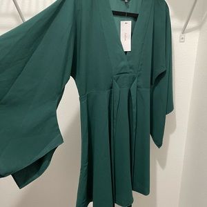 Green kimono tie dress